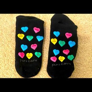 Pure Barre size small heart socks 💕🤍💚💙💜💛